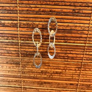 Silver Hammered Chain Link Stud Earrings